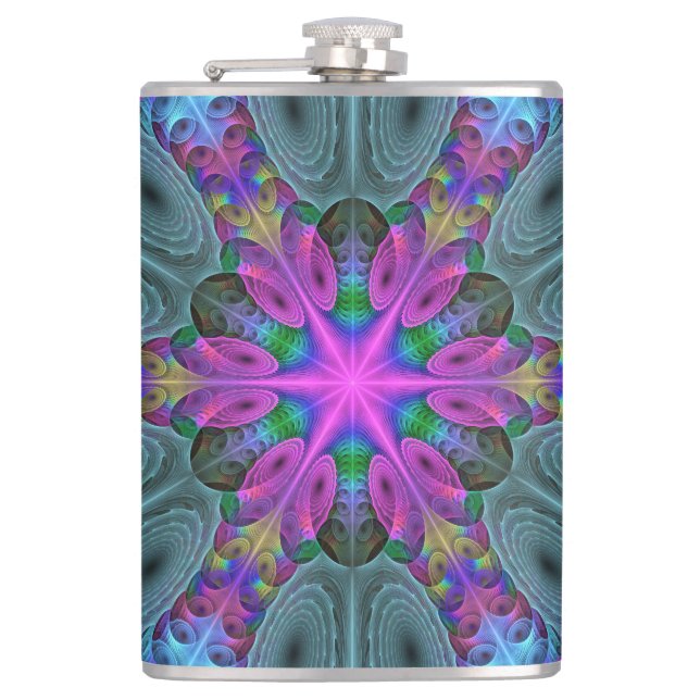 Cantil Mandala Colorida Arte Espiritual Fractal Com Rosa (Frente)