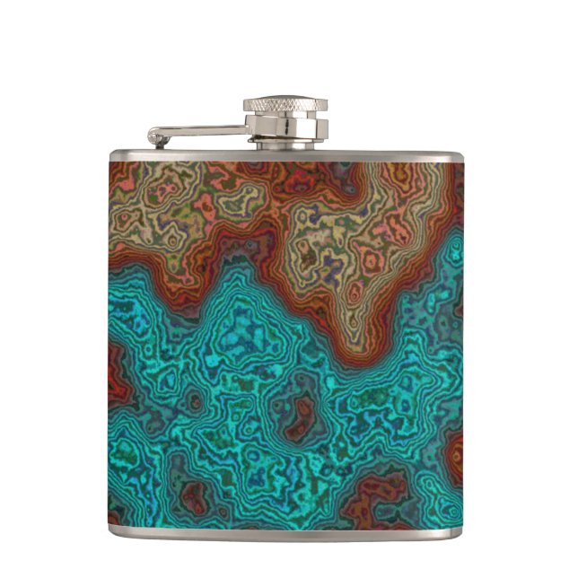 Cantil Mapa de Minerais Artísticos Hip Flask (Frente)