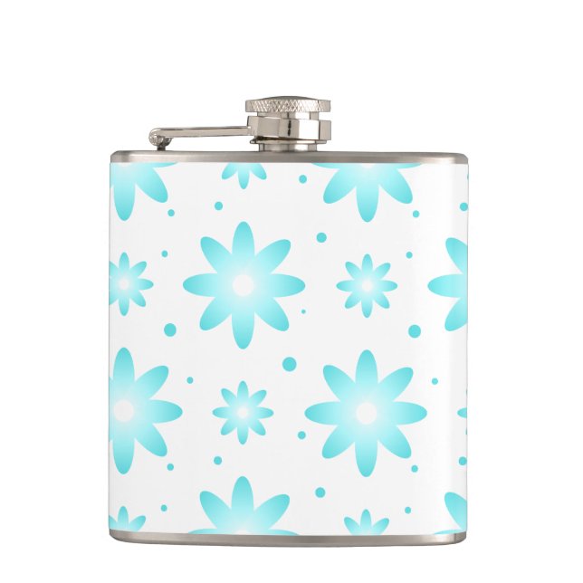 Cantil Margarida delicada branca e turquesa, padrão de po (Frente)