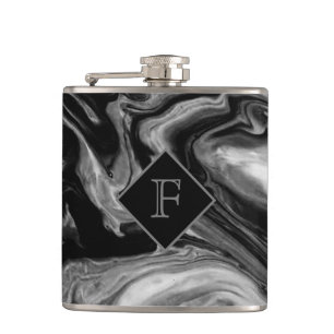Cantil Mármore Preto e Branco Clássico Monogramado