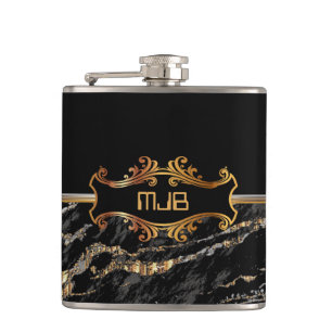 Cantil Mármore Preto e Dourado