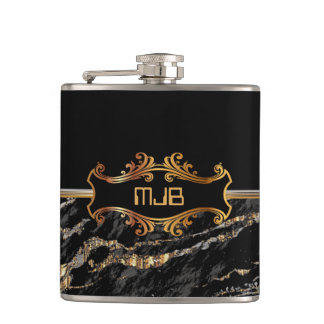 Cantil Mármore Preto e Dourado