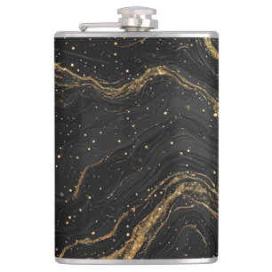 Cantil Mármore Preto Luxo Veias Douradas Abstrato