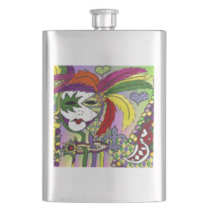 Cantil Máscara de pena de Mardi Gras Psicodélica