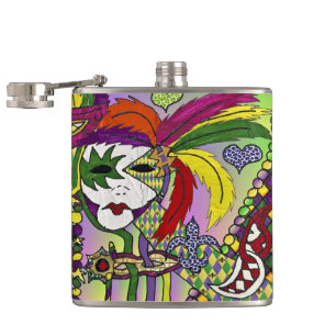 Cantil Máscara de pena de Mardi Gras Psicodélica