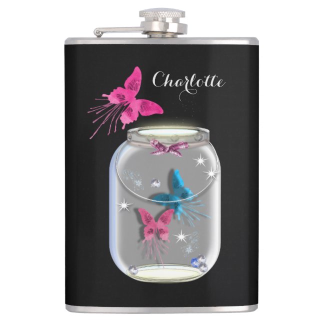 Cantil Mason Jar Of Butterflies Personalizado (Frente)