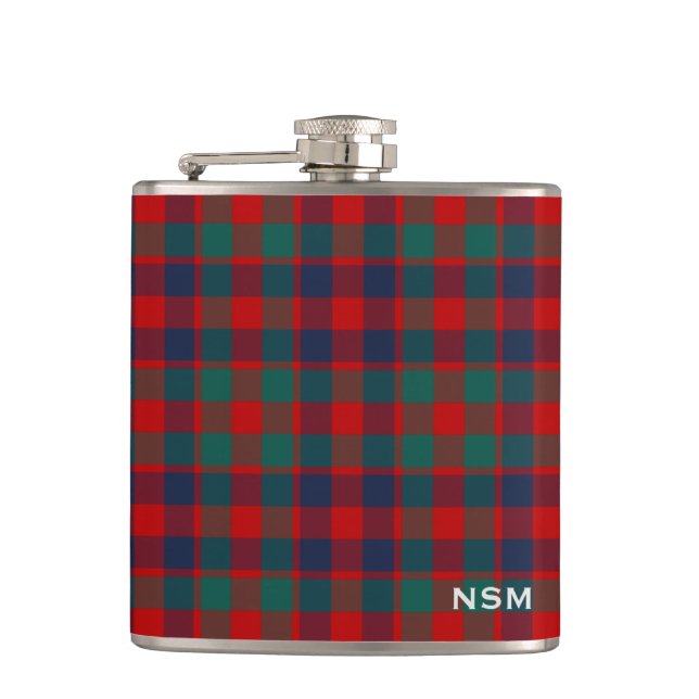 Cantil McGowan Tartan Monograma Xadrez Vermelha Brilhante (Frente)