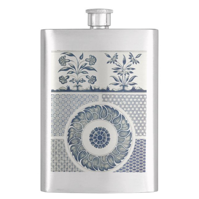 Cantil Medalhão Chinês: Chinoiserie Azul Índigo (Frente)
