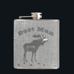Cantil Melhor Homem Flask Vintage Moose<br><div class="desc">Best Man Flask Vintage Moose Mr Hipster Vintage Retro</div>