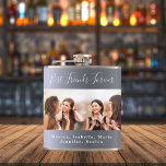 Cantil Melhores amigos para sempre nomes de fotos pratead<br><div class="desc">Um presente para seu melhor amigo ou amigos para uma festa de aniversário,  chá de panela,  festa de solteira. Texto preto: Melhores Amigos para sempre,  escrito com um script de estilo com letra de tendência. Personalize e use sua própria foto e nomes. Um fundo metálico falso prateado.</div>