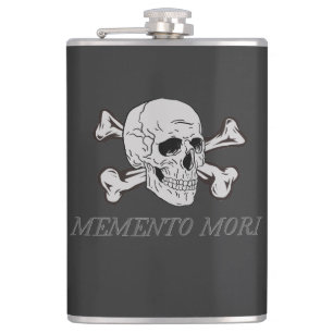 Cantil Memento Mori Caveira Cinzenta e Ossos Cruzados