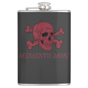Cantil Memento Mori Vermelho Carmesim Caveira e Ossos Cru