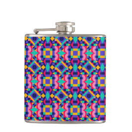 Cantil Metallic flask with vibrant geometric pattern 