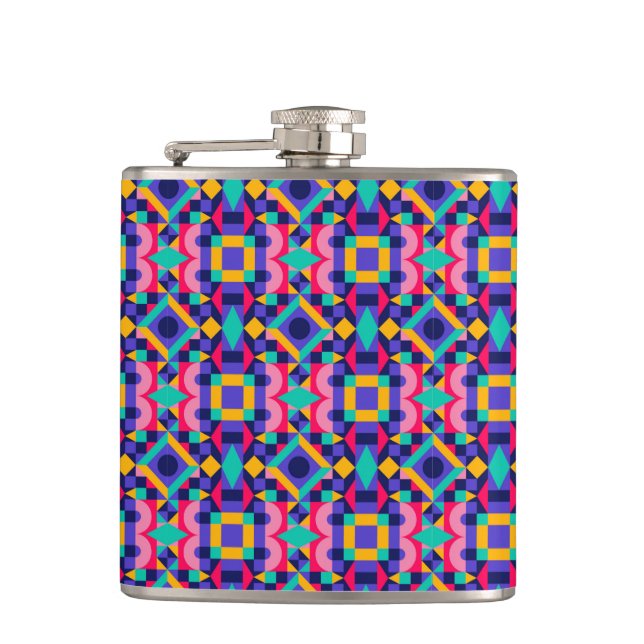 Cantil Metallic flask with vibrant geometric pattern  (Frente)