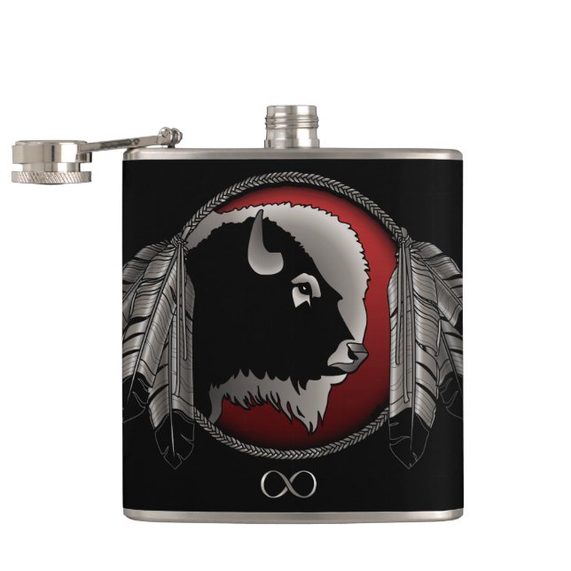 Cantil Metis Flask Custom Spirit Buffalo Metis Art Flask (Aberto)