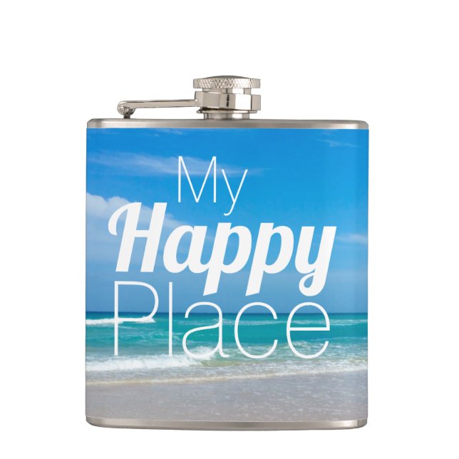 Cantil Meu feliz lugar, Vinyl Wraps Flask (Frente)