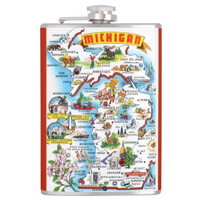 Cantil Michigan Postcard Map (Frente)