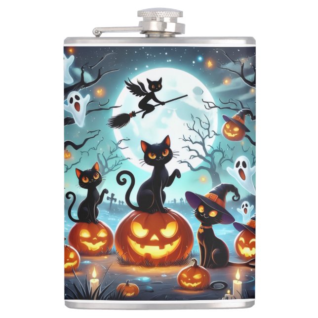 Cantil Midnight Magic: Black Cats & Pumpkins Halloween  (Frente)