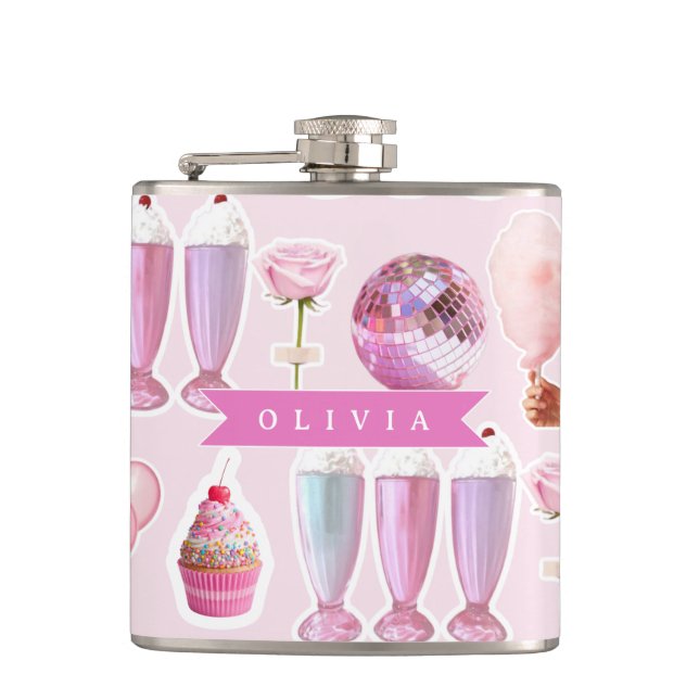 Cantil Milkshake Rosa Personalizado Retro Fofo Coquette (Frente)