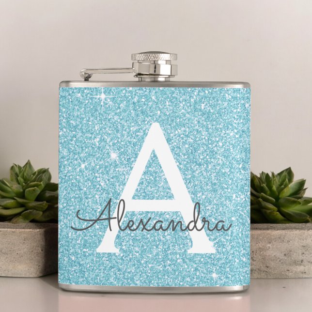 Cantil Minigrama Azul Teal e Monograma Sparkle (Criador carregado)