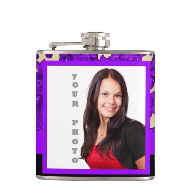 Cantil Modelo de foto de damasco floral roxo (Frente)