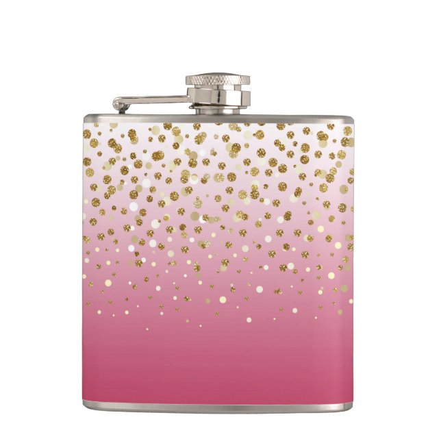 Cantil Modern Girly gold glitter confetti Pink Gradient (Frente)