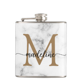 Cantil Modern Marble Gold Girly Script Monogram