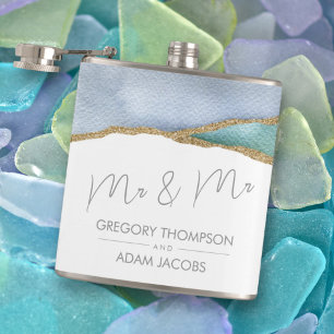 Cantil Modern Watercolor Teal Dusty Blue Sr. Wedding