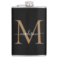 Moderno Script Feminino Monograma Elegante Preto D