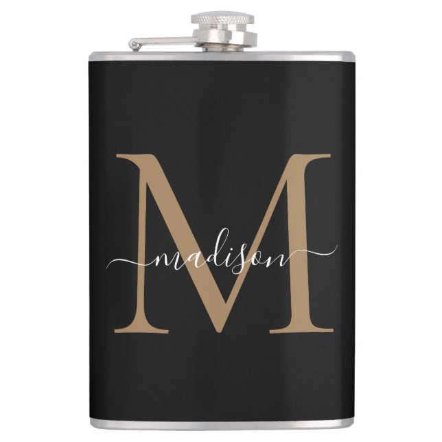 Cantil Moderno Script Feminino Monograma Elegante Preto D (Frente)