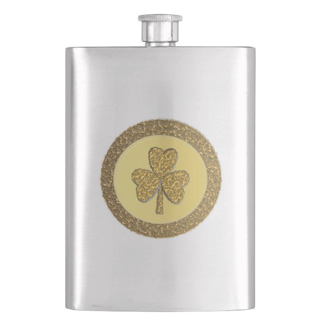 Cantil Moedas Douradas de Shamrock irlandês sorte (Frente)