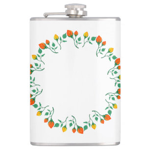 Cantil Moldura redonda floral com flor amarela e rosa ver