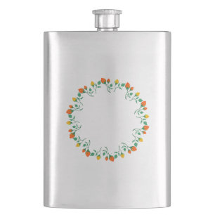 Cantil Moldura redonda floral com flor amarela e rosa ver