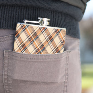 Cantil Monogram, Diagonal Plaid Vinyl Wrapped Hip Flask