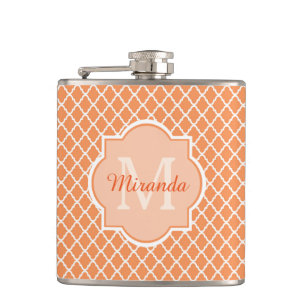 Cantil Monograma alaranjado à moda de Quatrefoil com nome