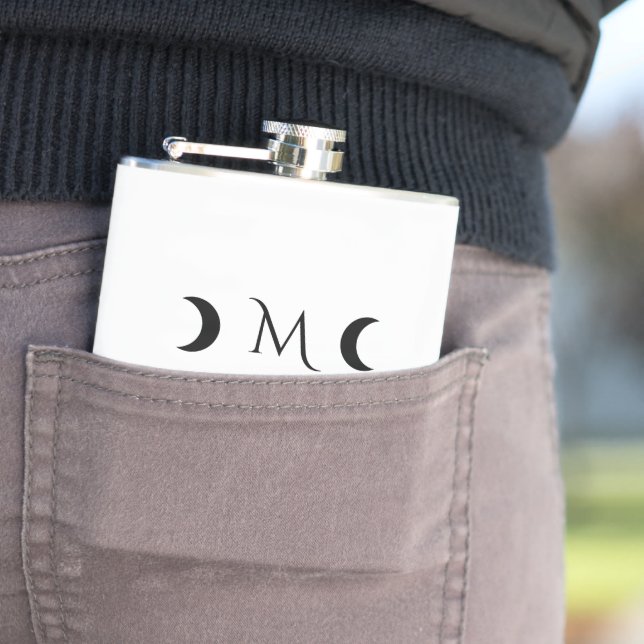 Cantil Monograma branco e preto das luas do Crescente Mod (In loco)