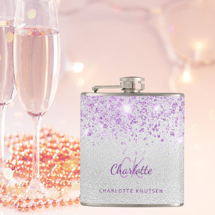 Cantil Monograma com brilho violeta prateado melhores ami