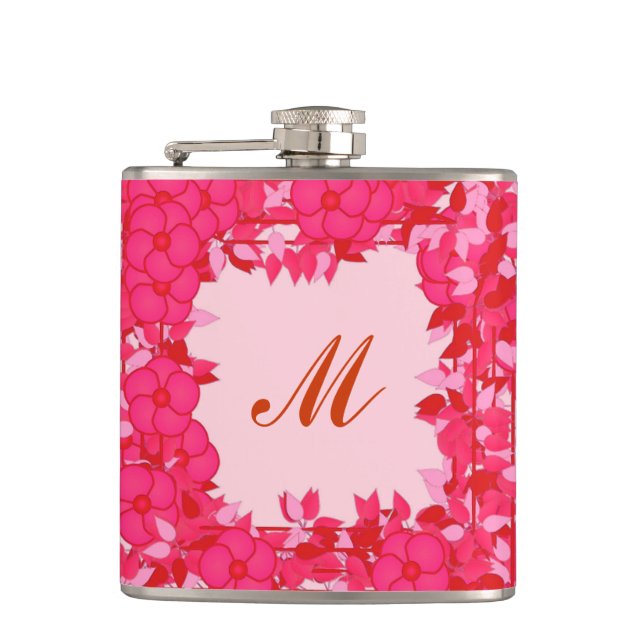 Cantil Monograma com flores - fúcsia e rosa (Frente)
