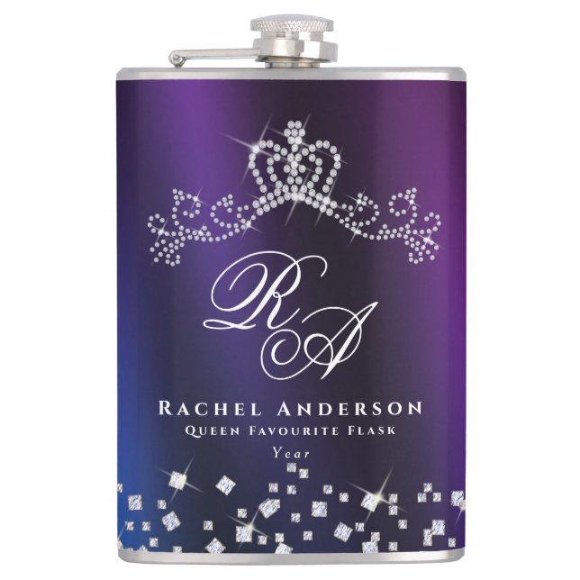 Cantil Monograma Coroa com Brilho Azul Roxo (Frente)