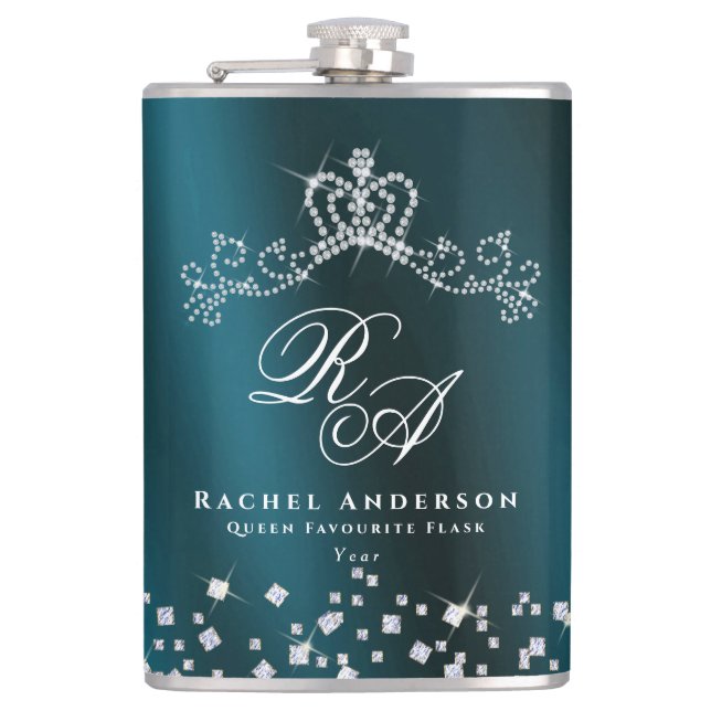 Cantil Monograma Coroa com Brilho Verde (Frente)