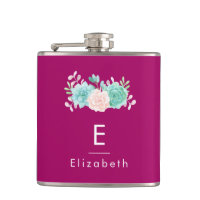 Monograma das flores rosa e verde