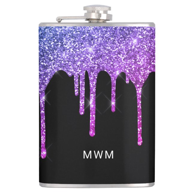 Cantil Monograma de Brilho com Pingos Rosa Roxo (Frente)