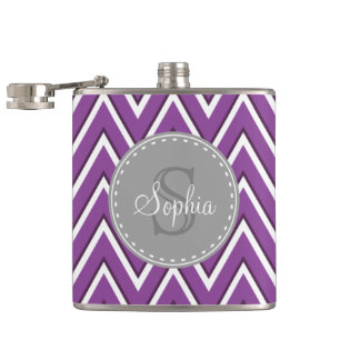 Cantil Monograma de Cinza de padrão Chevron Roxo Trendy