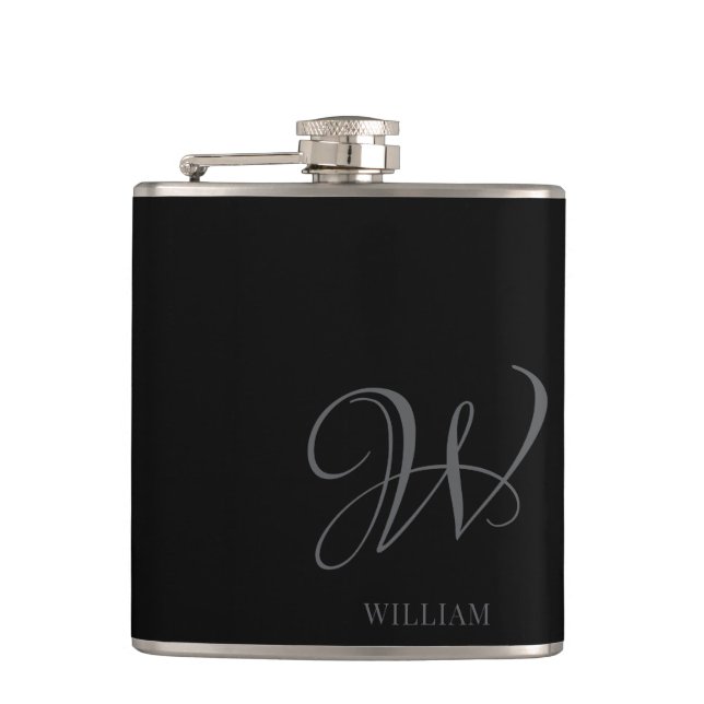 Cantil Monograma de Cinzas Negra Personalizada Inicial (Frente)