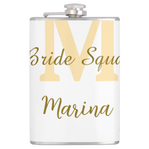 Cantil Monograma de equipe de noiva dourado simples para