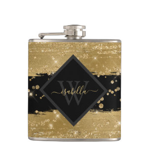 Cantil Monograma de Letra Dourada Negra Girly Moderna