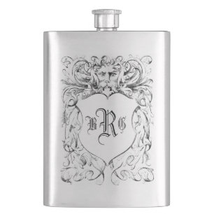 Cantil Monograma de repouso heráldico gravado em Vintage