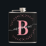 Cantil Monograma de Script de Nome Preto Rosa Cinza-Rosa<br><div class="desc">Balão monograma personalizado, monograma personalizado, com nome inicial, branco, branco, moderno, elegante, lendário, rosa e preto. Apresentando uma inicial de monograma e um script de nome feminino em uma fonte com letras maiúsculas de caligrafia e uma estrutura com círculo pontilhado ao redor do seu monograma. Presente feminino perfeito para namorada,...</div>