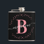 Cantil Monograma de Script de Nome Preto Rosa Cinza-Rosa<br><div class="desc">Balão monograma personalizado, monograma personalizado, com nome inicial, branco, branco, moderno, elegante, lendário, rosa e preto. Apresentando uma inicial de monograma e um script de nome feminino em uma fonte com letras maiúsculas de caligrafia e uma estrutura com círculo pontilhado ao redor do seu monograma. Presente feminino perfeito para namorada,...</div>