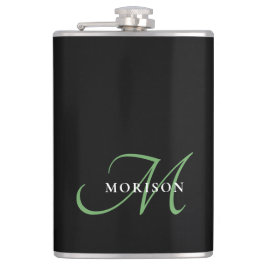 Cantil Monograma de Script Verde Preto Moderno Elegante